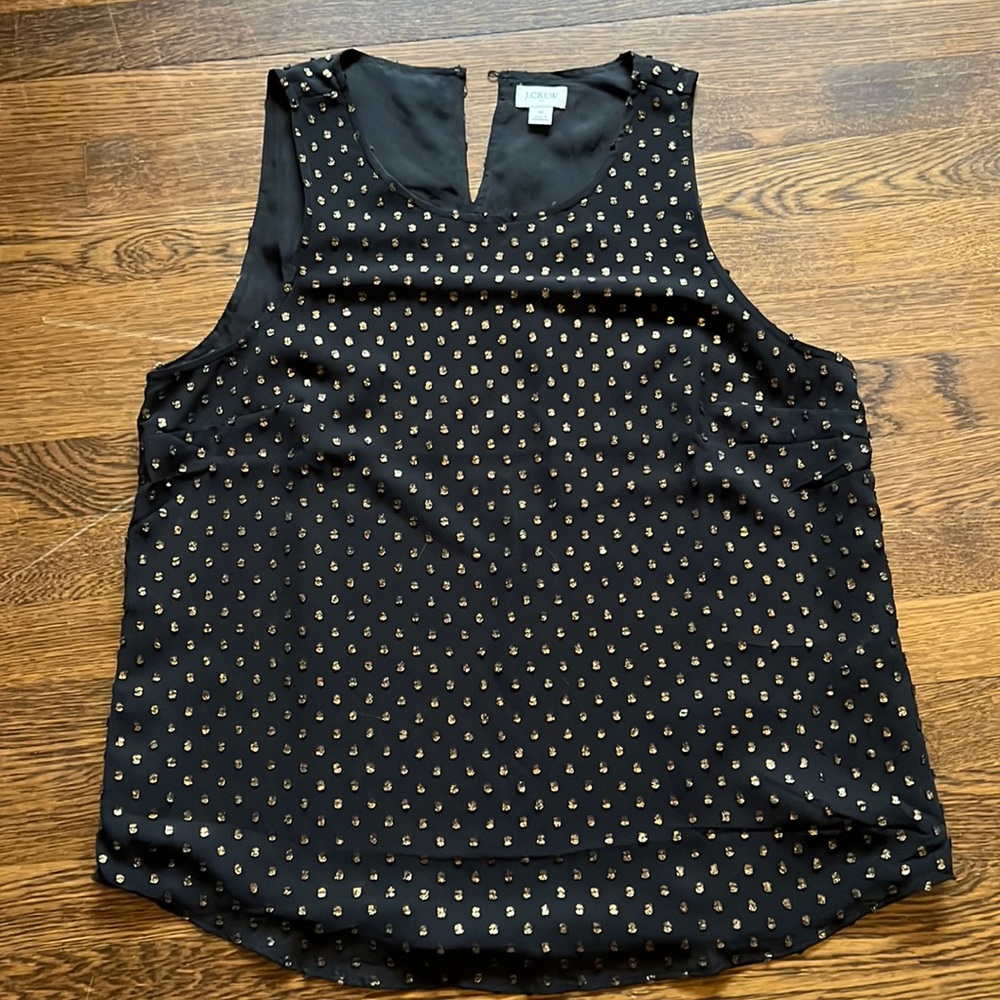 Women’s black and gold J. Crew sleeveless top
